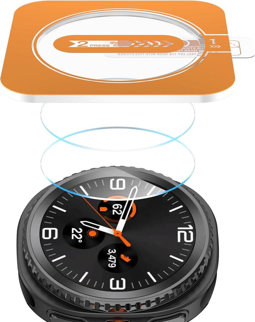 14 x SWUU 2 Pack Tempered Glass Screen Protector Compatible with Samsung Galaxy Watch 8 Classic 46mm (2025 New Released), Waterproof HD 9H Film with Auto-alignment Installation kit Clear