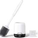 Lefree Silicone Toilet Brush and Holder Set with Ventilated Holder, Floor Standing & Wall Mounted Toilet Scrubber (1 Pack, Black)