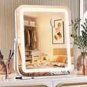 MINISO Vanity Mirror with Lights, 9.8" x 11.8" LED Makeup Mirror, Light & Brightness Adjustment, Smart Sensor, Aluminum Alloy Metal White Frame, with 5X Magnifying Glass (Round-angle)