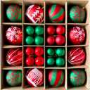 Latest Christmas Ornaments 2025, 44Pcs Christmas Balls Ornaments for Tree, Green Red Shatterproof Hanging Christmas Tree Decorations for Holiday Party Decor
