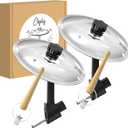 2 Pack Car Cymbal Air Vent, Mini Drum Crash Cymbal Set with Mini Drum Stick, Funny Musical Instruments Gadget for Drummer Music Lovers Gift, Compact Durable Car Accessory for Most Vehicles(Silver)