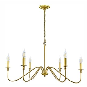 Miluolan Gold Chandelier, 6-Light Chandelier for Dining Room, Bedroom, Foyer, Living Room, Kitchen Island, Entryway, Office, Bar, Farmhouse Decor
