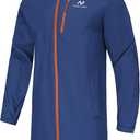 NORDIC OUTLAND Rain Jacket Men,Waterproof Breathable Long Raincoat with Hood Mesh Lining,Windbreaker for outdoor activities (Blue, M)