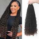 Goddess Box Braids Crochet Hair Boho Box Braid Crochet Hair 8 Packs 18 Inch Pre-looped Synthetic Goddess Braids (1B/33#, 18 Inch(Pack of 8))