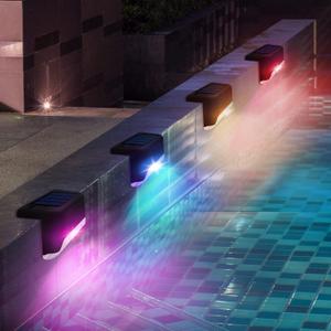 Solar Pool Side Lights 4-Pack, Color Changing Waterproof Light up Swimming Pool Accessories Night, Outdoor LED Deck Lights for Stairs, Step, Fence, Yard, Patio, and Pathway Decor (RGB (Red, Green, Blue))