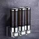Shower Soap Dispenser 3-Chamber,Drill Free with Glue or Wall Mount with Screws Manual Hand 300ML Dispenser Shampoo Shower for Bathrooms,Chrome
