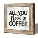 Coffee Bar Decor, All You Need is Coffee Decoration Sign, Square Wood Block Sign Table Decoration, Freestanding Home Decor, Rustic Wood Signs for Kitchen Cafe Bar 5.95.9 inch