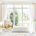 BlastHome Non-Adjustable Luxury Curtain Rods for Windows, 1 Rod Set, 6 foot Fixed Length (Two Rods Connect for a Seamless Look), Brushed Gold