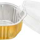 Frcctre 35 Pack 13 Oz Aluminum Foil Baking Cups with Lids, Disposable Hexagon Aluminum Foil Ramekins Cupcake Baking Pans Muffin Liners Cups Brownie Pudding Desserts Holders
