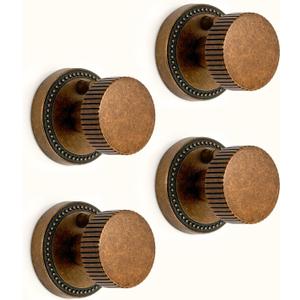 Asidrama 4 Pack Antique Brass Privacy Door Knobs with Lock, Vintage Door Handles with Antique Brass Door Knobs Interior for Bedroom or Bathroom, Heavy Duty Door Lever for Left Right Sided Doors