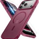 Miracase Magnetic for iPhone 17 Pro Max Case with Screen Protector [Compatible with MagSafe] Slim Thin Phone Case Military-Grade Protected for 17 ProMax Cover Bumper 6.9", Wine Red