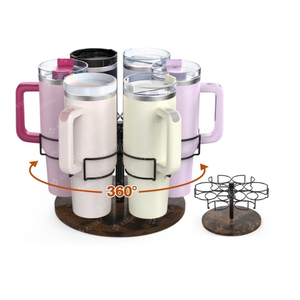 Water Bottle Organizer with Handle, Rotatable Cup Holder Accessories, Kitchen Organizers and Storage Gifts, Brown