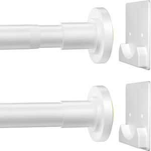 CorkLatta White Shower Curtain Rod,1 Inch Diameter Stainless Steel Adjustable Spring Tension Rods 32 to 80",with Holders,Anti-Slip,Curtain Rods No Drilling(1 Pack)
