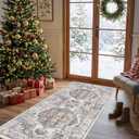 Hallway Washable Runner Rug - 2x6 Kitchen Rugs Entryway Rug Runner Vintage Soft Floor Mat Non Slip Indoor Farmhouse Carpet for Bathroom Living Room Bedroom (2 X 6, Brick)