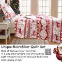 3 Pcs Red Gray Christmas Reindeer Bedding Quilt Set King Size Xmas Deer Bedspread New Year Snowflake Coverlet Holiday Bedroom Home Decor (King(108"x96"))