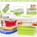 4 Collapsible Silicone Food Storage Containers,Kitchen Stackable Leftover Bento Lunch Meal Box with Plastic Airtight Lids, Leak-proof Camping Food StorageMicrowave Dishwasher Freezer Safe