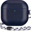 Leather Case Compatible with AirPods 4, D Clip Design with Hand Lanyard, Genuine Crystal Oil Waxy Leather Case for AirPods 4th Generation(2024),Handcrafted, Elegant Style, Blue