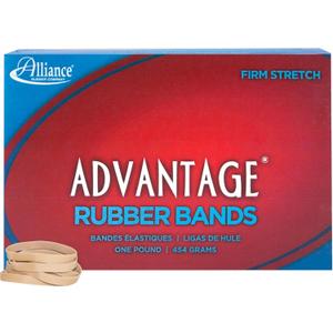 Alliance Rubber 26625 Advantage Rubber Bands Size #62, 1 lb Box Contains Approx. 450 Bands (2 1/2" x 1/4", Natural Crepe),Beige
