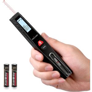 PREXISO Pocket Laser Measurement Tool, 135Ft Laser Distance Meter Backlit Display Laser Measure with Pen Clip Ft/Ft+in/in/M Unit - Pythagorean, Distance, Area, Volume Modes for Home, Industries