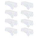 8 Pack White Table Cloth 60 x 126 Inch Rectangular Tablecloths for 8 Foot Rectangle Tables, Wrinkle Resistant White Tablecloth Washable Polyester Fabric Table Covers for Buffet Wedding Party Banquet