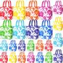 Teling 24 Pcs Large Hawaiian Party Favor Tote Bags 15lb Non Woven Hibiscus Goodie Gift Bag with Handles Luau Tropical Aloha Tiki Summer Birthday Party Supplies