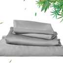 David's Home 100% Rayon Derived from Bamboo Cooling Sheets Set,Luxury Silky Soft Breathable for Hot Sleeper, 16" Deep Pocket Sheets with Pillowcase for Spring Summer,Queen,Grey