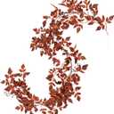 Pack Plum Artificial Cimicifuga Plant Garland 6ft Artificial Plum Brown Cimicifuga Ramosa Leaves Autumn Leaf Vine for Fall Halloween Mantel Thanksgiving Garden Farmhouse Decoration (1)