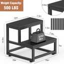 LIANTRAL 2 Step Stool for Adults Kids, Heavy Duty Sturdy Steel Frame with Wooden Steps, Bedside Foot Stool with 500lbs Load Capacity, Non-Slip Step Stool for High Bed, Kitchen, RV Step - Black