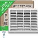 Fits 24x18 Duct Opening | Steel Return Air Filter Grille by Handua [Fixed Hinged] for 1-inch Filters | Vent Cover Grill for Sidewall and Ceiling | White | Outer Dimensions: 26 5/8"W X 20 5/8"H