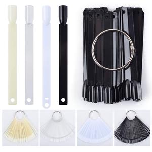 200 Pcs False Nail Sticks with Display Board - Fan-shaped, Transparent, Black, Natural, Milky Color Options - Includes Square Nails