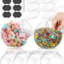 6PCS 34oz Plastics Candy Jars with Lid & Spoons, 1000ml Plastic Cookie Jars Set Clear with Labels& Pen for Candy, Buffet, Coffee Holder Food Storage