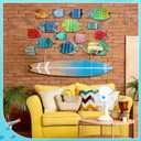 Spiareal 15 Pcs Wood Fish Nautical Wall Decor Wooden School of Fish Wall Art Rustic Hanging Beach Decor Ocean Coastal Theme Vintage Ornaments for Summer Home Lake House Bathroom Bedroom(Cute)