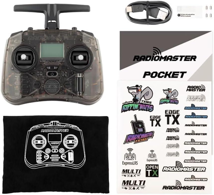 Radiomaster Pocket ELRS Hall Gimbal Transmitter Remote Control Portable Lightweight Built in LED Light Foldable AntennaBlack Mode 2