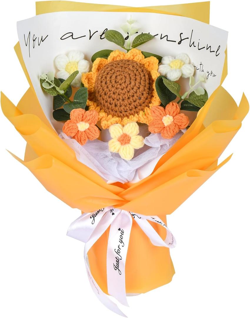 Crochet Flower Bouquet Crochet Flowers Gifts for Women Handmade Ideal for Mom Wife Best Friend Girlfriend Suitable for Anniversary Graduation Wedding Home Decor