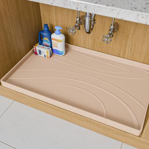 Under Sink Mat 28" x 22", Waterproof Silicone Cabinet Liner Tray, Leakproof Under Sink Organizer for Kitchen Bathroom, Non-Slip Shelf Protector, Oil-Resistant, Easy to Clean, Durable