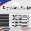 2 x BAZIC Products Dry Erase Marker Black Fine Tip, Whiteboard Pen Marcador, Low Odor Markers White Board Pens for Office School Supplies (4/Pack), 1-Pack