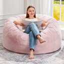 Hobestluk Bean Bag Chairs Giant Beanbag Chair with Filler, Memory Foam Bean Bags with Fluffy & Machine Washable Cover, Bean Bag Chairs for Aduts for Living Room, Bedroom (Pink, 3FT - 36 x 36 x 22)