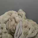 L'AGRATY Faux Rabbit Fur Blanket: 90" x 90" Queen Luxury Soft Fluffy Thick Fur Throw Blanket for Couch Bed Sofa - Cozy Plush Bubble Blankets for Winter: Flannel Fleece Decorative Blanket(Almond White)