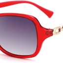 FEISEDY Vintage Square Polarized Sunglasses for Women UV400 Travel Driving Fashion Arcuate Sunglasses B2526 (Wine Red)