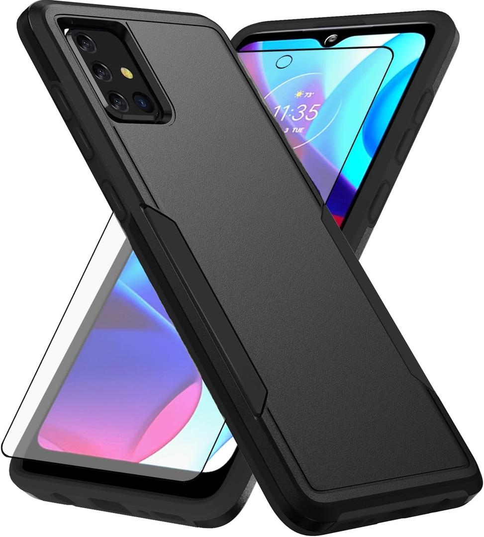 Asuwish Phone Case for Samsung Galaxy A51 5G/A 51 5G UW Verizon with Tempered Glass Screen Protector Cover and Slim Thin Hybrid Full Body Protective Mobile Cell Accessories 51A G5 S51 Women Men Black