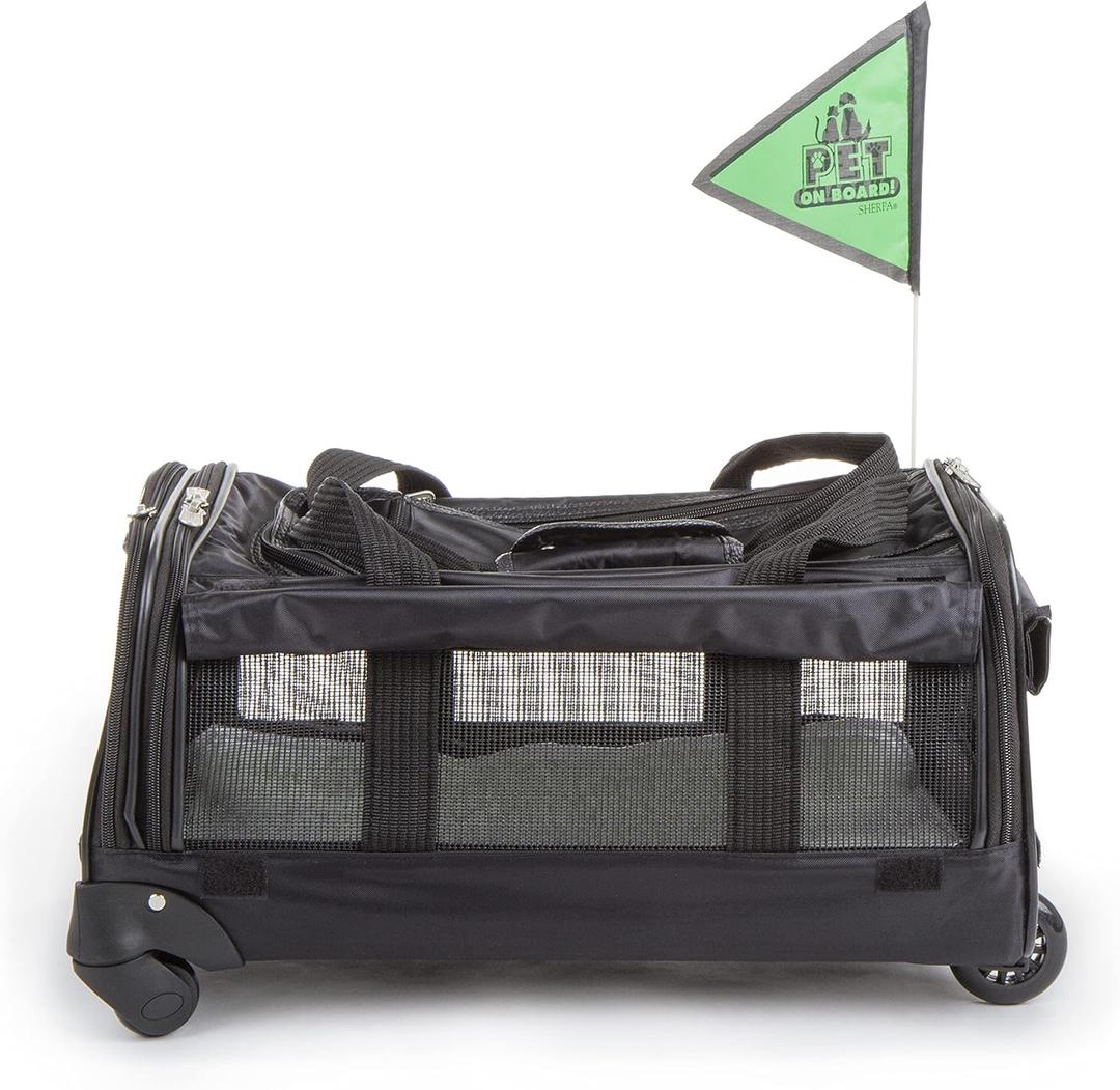 Sherpa on Wheels Indoor Pet Dog Carrier, Black Large for All Breed Sizes (20.0"L x 12.3"W x 10.5"H)