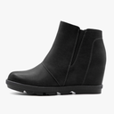 Athlefit Wedge Booties for Women with Heel Hidden Wedge Boots Comfortable Ankle Boots, Size 9.5