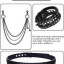 Double Grommet Star Studded Belt, Y2k EMO Punk Belt for Women,Black Grunge Goth Belts with Star Pants Chains (Black)