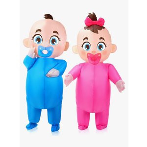 Ramede 2 Pcs Giant Inflatable Baby Costume 96 Inch Gender Reveal Ideas Boy and Girl Blow Costume Outfit for Adult Baby Shower Gender Reveal Party Halloween Christmas Cosplay Supplies