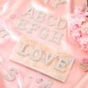 WILLBOND 78 Pcs Pearl Letter Patches Pearl Iron on Letter Patches Rhinestone A-Z English Rhinestone Glitter Alphabet Repair Embroidered Sew on Appliques(White)