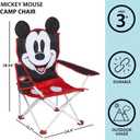 Disney Mickey Mouse Figural Folding Camp Chair for Kids, Portable Outdoor Chair with Carrying Case, Lightweight and Durable, Indoor/Outdoor Seating for Ages 3+, Perfect for Camping or Backyard
