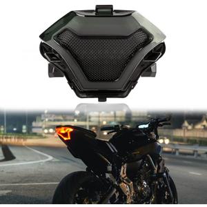 JMTBNO Motorcycle Brake Light Tail Lamp with LED Turn Signals Compatible with Yamaha YZF R3 R25 Y15ZR MT07 FZ07 LC150 (Black)