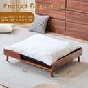 Elevated Dog Bed, Reversible Warm & Cooling Cushion, 24"x19" Mid-Century Modern Solid Wood Elevated Pet Bed Frame, Easy Assembly Raised Dog Bed for Medium Dogs Natural Wood