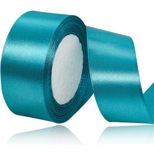 Turquoise Blue Satin Ribbon 1-1/2 Inches x 25 Yards, Solid Color Fabric Ribbon for Gift Wrapping, DIY Crafts, Hair Bows Making, Wreath, Wedding Party Decoration and Sewing Projects