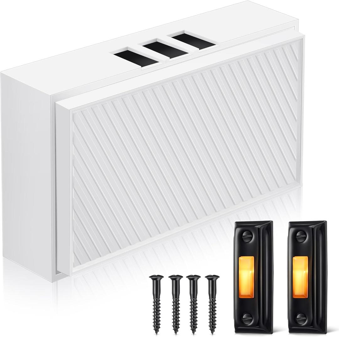Saillong Wired Door Bell Chime Kit with 16V 10VA Two Note Lighted Metal Doorbell Buttons and Doorbell Chime Cover for Home Wall Inside, Compatible with Most Brand Doorbells, Black (Checked)